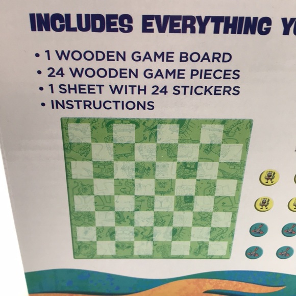 SpongeBob SquarePants Wooden Deluxe Checker Set Nickelodeon New Sealed Game - Picture 8 of 14